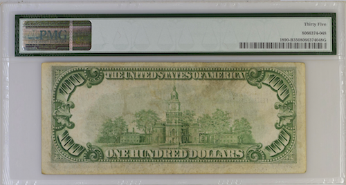 FR#1890-B 1929 PMG FRBN NY 100$ (BA Block) Jones/Woods 30 VERY FINE - Picture 2 of 2