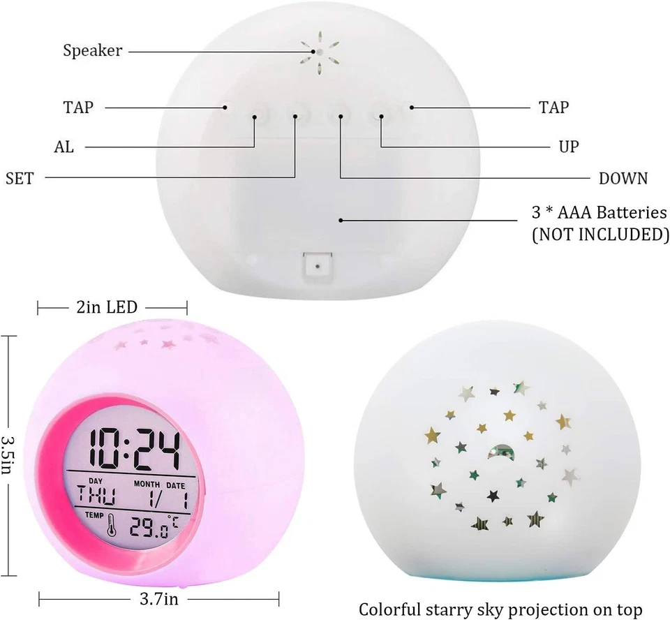 MoonStars Alarm Clock for Kids Digital Alarm Clock to Wake Up Kids Cute Bunny De - Image 3 of 4