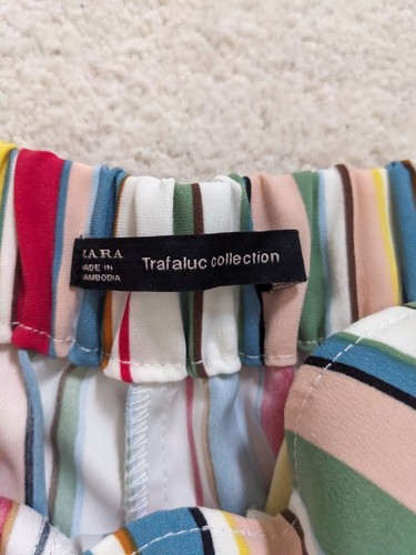 Zara Trafaluc Collection Womens XS Multicolor Striped Wide Leg Cropped Trousers - Picture 3 of 7