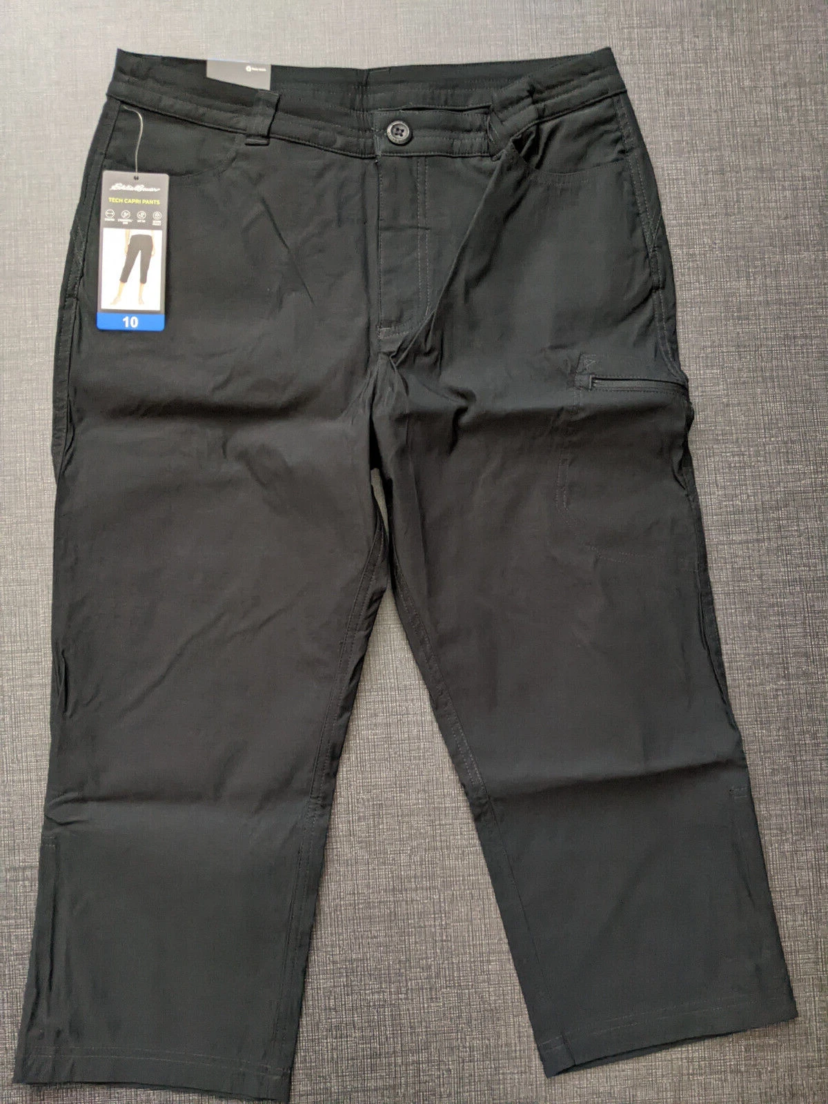 NWT Eddie Bauer Womens BlackTech Capri Pants Lightweight Size 10