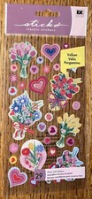 RARE Sticko Vellum Flowers Bouquets Tulip Garden Hearts Spring Scrapbook Sticker