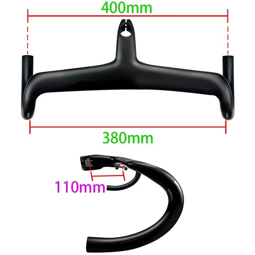 Kohlefaser Rennrad Lenker volle interne Kabelführung 28,6 mm 7 Grad - Bild 14 von 44