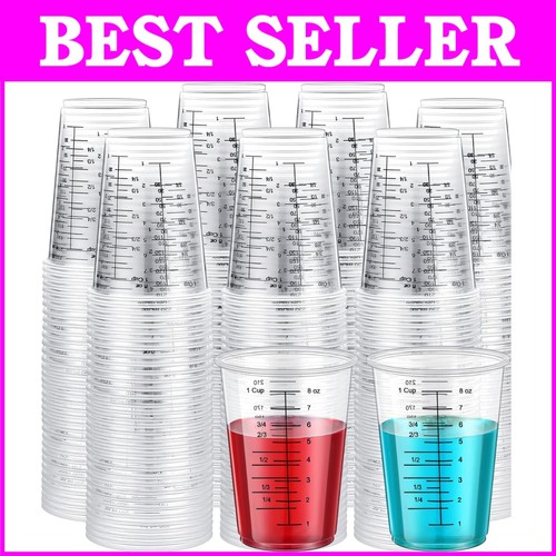 Durable & Clear 8 oz Disposable Measuring Cups - Perfect for Cooking & Painting
