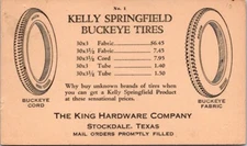 Stockdale TX Kelly Springfield Buckeye Tires Texas 1932 postal card PP1