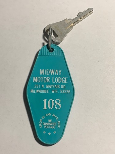 Midway Motor Lodge Hotel Motel Zimmer Schlüsselanhänger mit Schlüssel Milwaukee Wisconsin #108 - Bild 1 von 2
