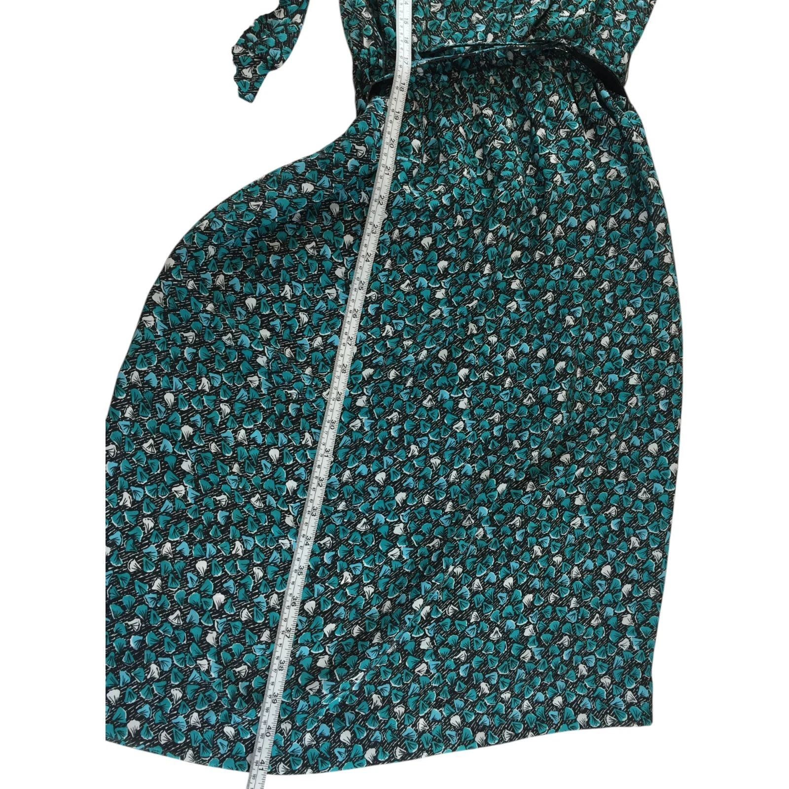 VETEMENTS Abito midi MCS Ltd modesto bavaglino blouson floreale verde acqua donna taglia 10 manica lunga