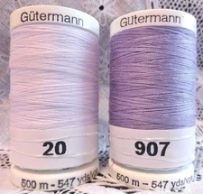 NEW White & Purple GUTERMANN 100% polyester sew-all thread 547 yards Spools 