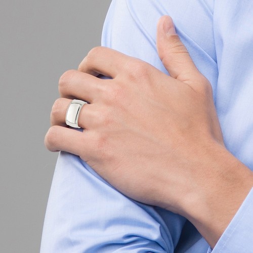 Anillo de plata de ley de 10 mm ajuste cómodo medio redondo banda milgrain talla 9 - Imagen 5 de 5