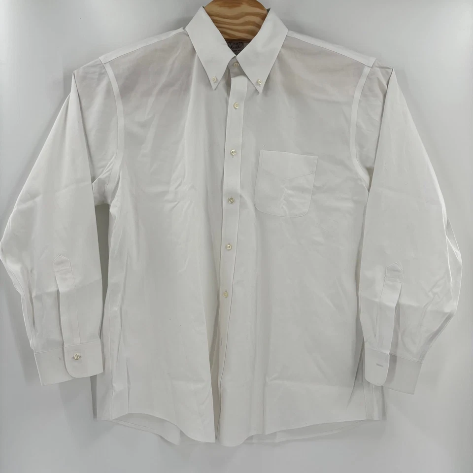 Brooks Brothers 17-34 White Long Sleeve Button Down Regent Fit Dress Shirt - Image 4 of 4