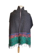 AS9 Missoni Multicolor Wool Blend Shawl Scarf Fringe Iconic Pattern Italy