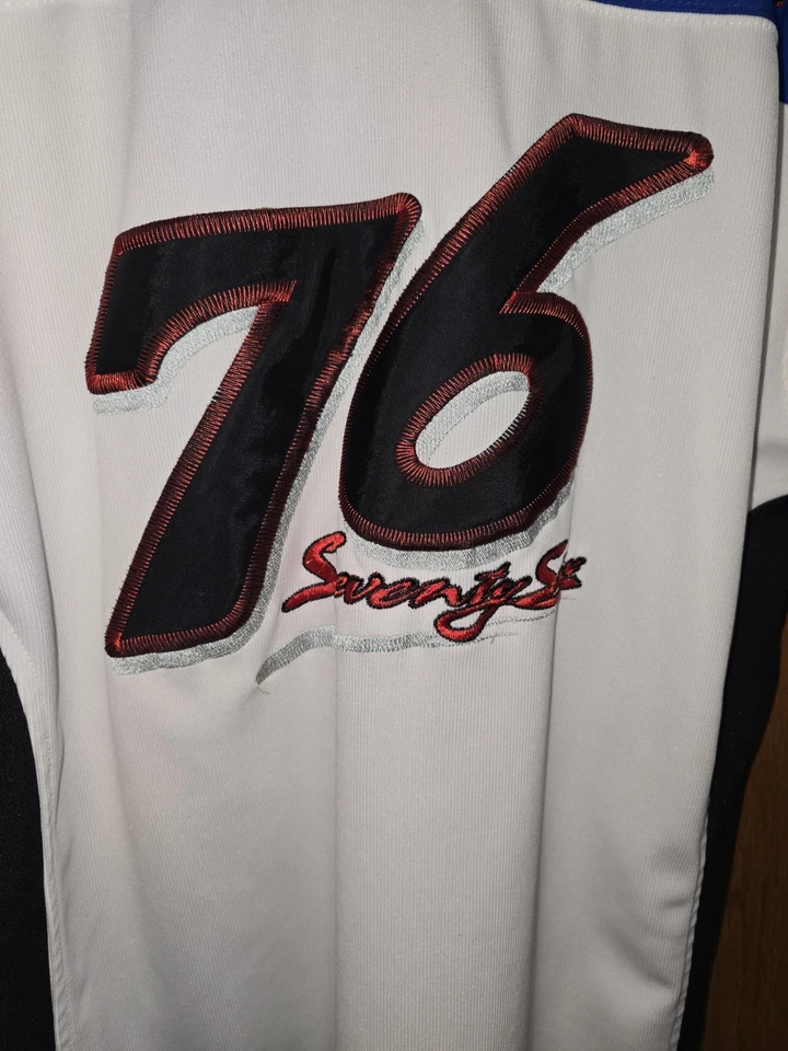 Camiseta deportiva de carreras Y2K Athletic Works 76 Seventy Six bordada Motor Expo para hombre M Foto 2 de 4