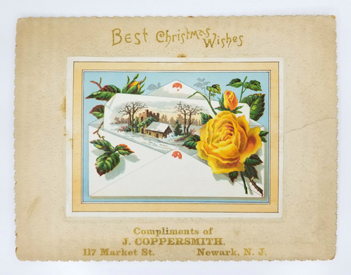 3 Victorian Trade Cards Christmas Wishes J Coppersmith Newark New Jersey - Picture 9 of 12