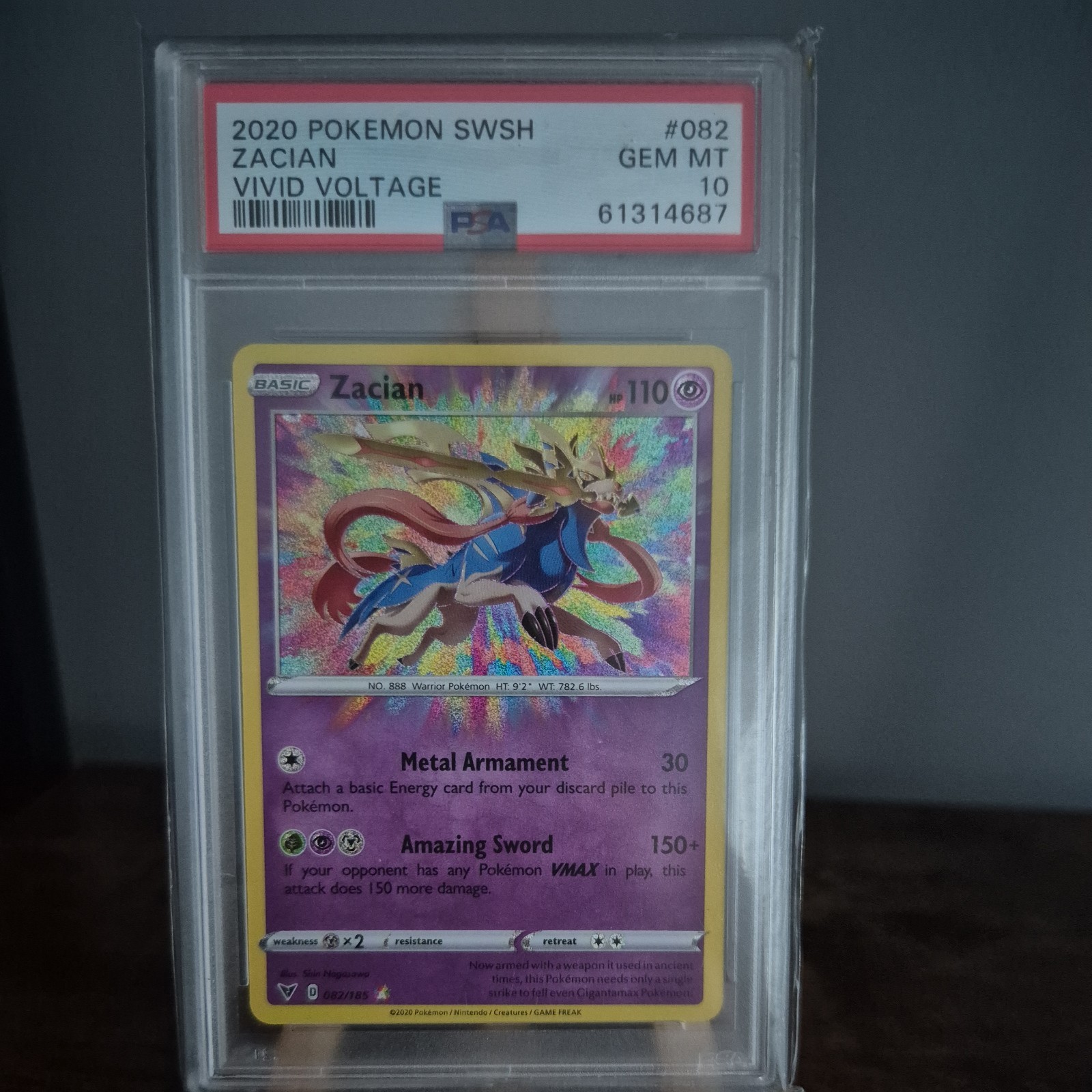 Zacian PSA 10 Amazing Rare Vivid Voltage Card 082/185