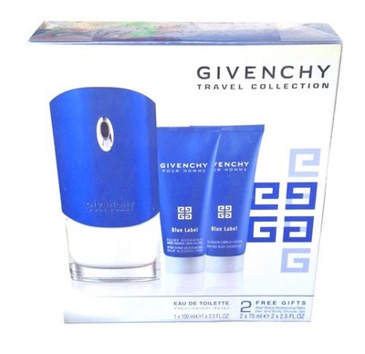 Givenchy Pour Homme Blue Label Set  100ml EDT Spray + AS Balm 75ml + SG 75ml
