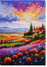 Bead Embroidery Kit "Evening over the meadow" Stitching Handmade Beadwork