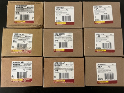 #ad LOT Of 9 Square D Circuit Breakers AFI GFI Dual Function MIXED Homeline $310.00