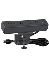 Desk Clamp Power Strip with 65W USB-C USB A Ports 3 AC Outlet, Nightstand Edg...