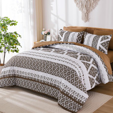 Brown Comforter Set Queen Size 7 Pieces,Boho Aztec Comforter with Sheet Set,Geom