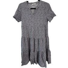 Beachlunchlounge Black White Tiered Mini Dress V Neck Resort Coastal XS