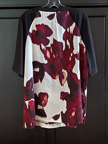 DONNA KARAN COLLECTION - DKNYC ~ DAMEN SHIFFON BLUMEN KURZ TRANSPARENT SLV. BLUSE GR.1X - Bild 6 von 9