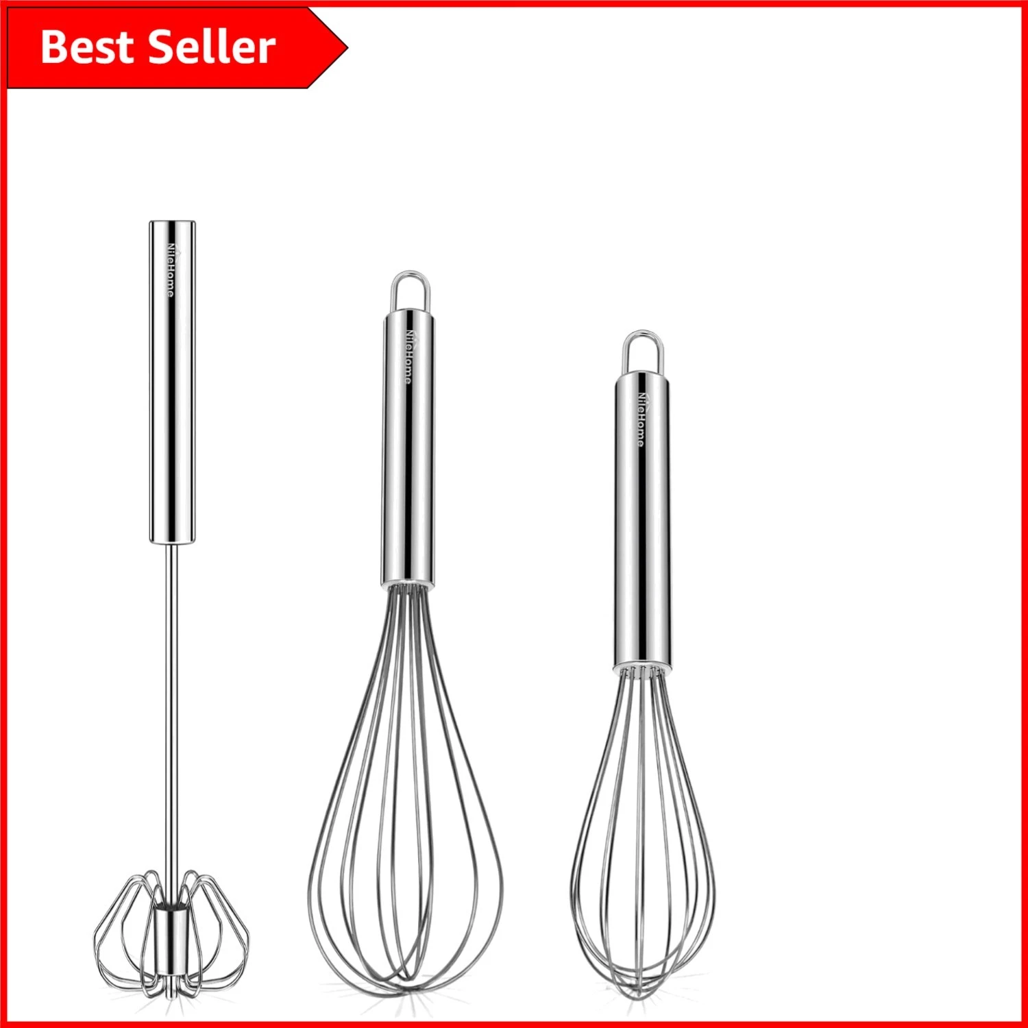 Durable Stainless Steel Whisk Set with 8" 10" 12" Options for All Cooking Needs