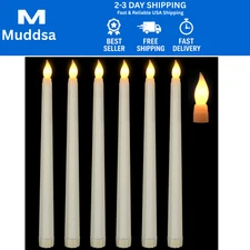 6/12/24/48 Pack Flameless Plastic Taper Candles, without Remote or Timer, Flicke