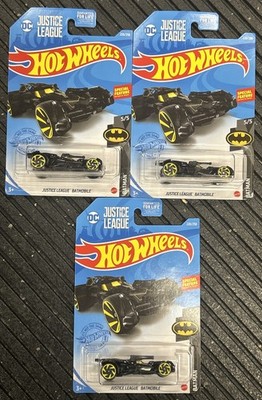 2021 HOT WHEELS JUSTICE LEAGUE BATMOBILE Treasure Hunt #220/250, Lot Of 3 NIP