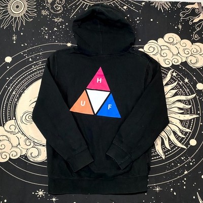 HUF Prism Triple Triangle Hoodie Men's XL Black Fleece Sweatshirt Gym Training
