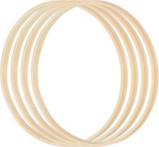 12" Bamboo Macrame Hoop Set - 10 Pcs Wooden Craft Rings for DIY Decor