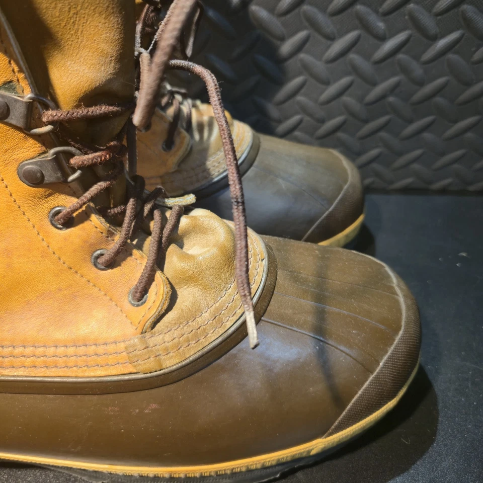 Botas de nieve Sorel marrón de cuero y goma impermeables aisladas para hombre talla 12 Foto 4 de 4
