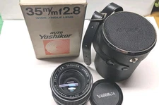 Yashica 35mm f/2.8 Auto Yashikor M42 Lens Case Caps Box Excellent Free Shipping