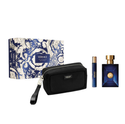 Versace Dylan Blue Geschenkset - 100ml EDT Spray, 10ml EDT Spray & Kulturbeutel