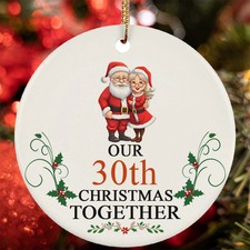 Our 30th Anniversary Christmas Together Ornament 30 Year Santa Claus Couple Love