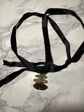 Artisan Sea Glass Style Pendant Black Ribbon Necklace   28  Loop Lot 1162
