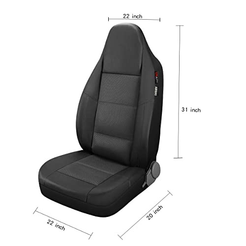 Leather and Mesh High Back Car Seat Cover Front Pair Integrated Bucket BK BK1 - Picture 6 of 7