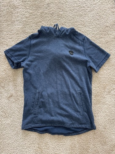 Under Armour Hooded Short Sleeve Shirt Adult Large L Navy Blue Pockets Unisex