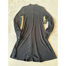 NWT Express Women's XS Ribbed Mock Neck A-Line Baloon Sleeve Dress Elegant