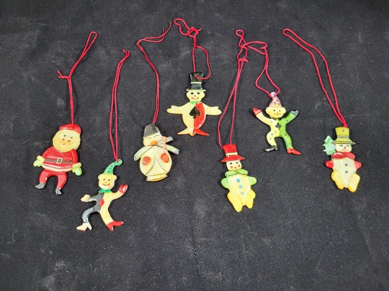 7 Vintage / Antique Hand Painted Glass Christmas Ornaments - Incredibly Cute