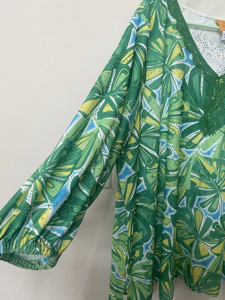 NWT Ruby Rd. Women’s Mint Multicolor Lace Trim Polyester Blend Blouse Top 2X $75 - Image 4 of 4