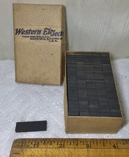 NOS BOX 100 antique WESTERN ELECTRIC vintage Phone TELEPHONE CARBON BRUSHES (?)