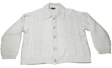 Quince Women Australian Merino Wool Collared Cable Knit Cardigan Sweater Size S
