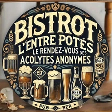 Vintage Beer Coaster 315 Inch Round Waterproof Aluminum Bar Wall Art