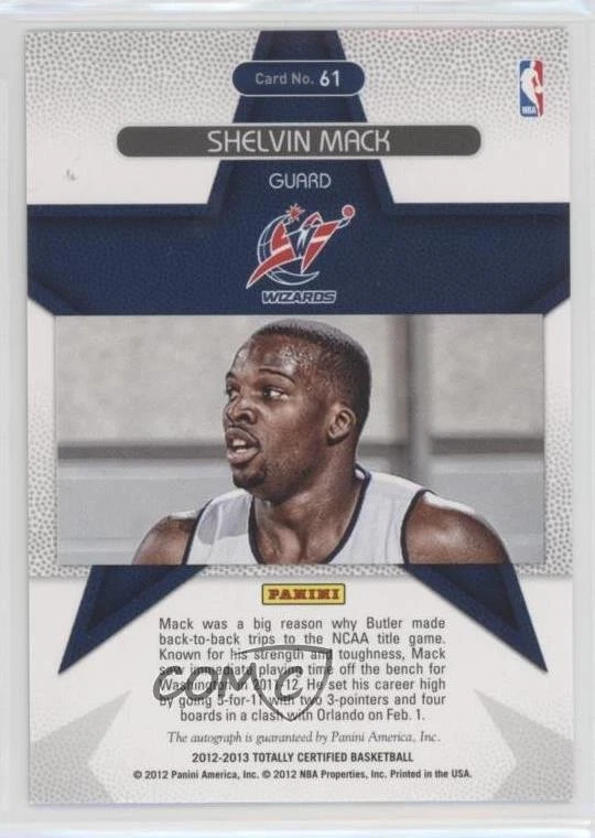 2012-13 Totally Certified Rookie Roll Call Blue /129 Shelvin Mack #61 Auto RC - Image 2 of 2