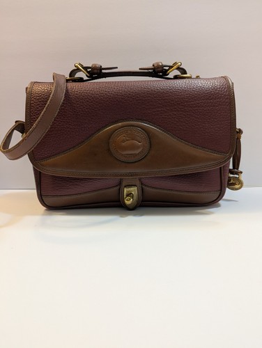 VTG Dooney & Bourke Red Brown Carrier Top Handle Shoulder Bag