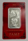 2024 Pamp Suisse Lunar Azure Dragon 1 oz Silver In Assay W/ Sleeve