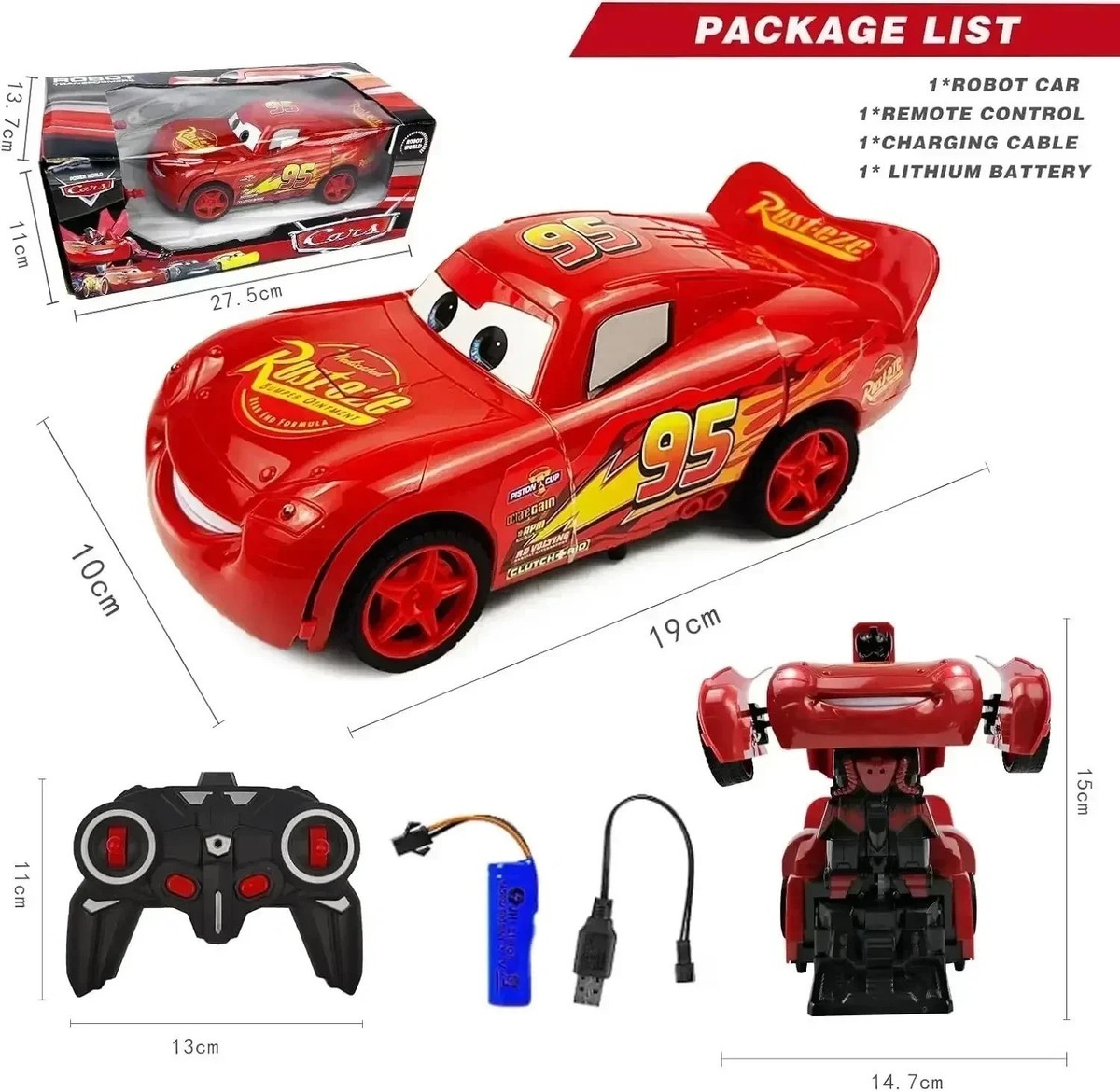 Lightning McQueen 2in1 Remote Control Car Transformer Robot