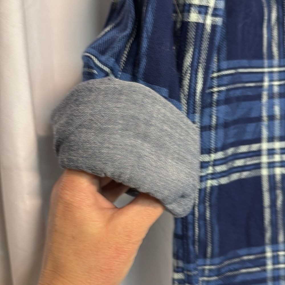 ZARA MAN 1975 Navy Blue Mens Plaid Denim Flannel Button Down Long Sleeve Shirt thumbnail 10