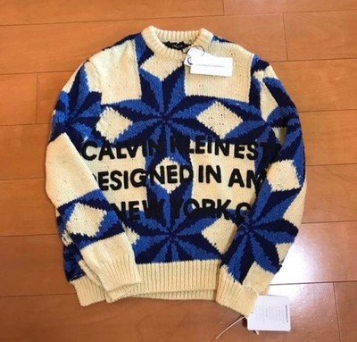 Calvin Klein 205W39NYC Raf Simons Embroidered Quilted Sweater Sweater Size S New