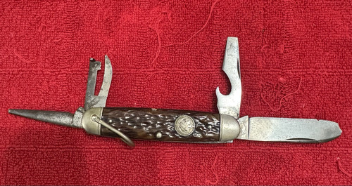 ANTIQUE 1933/1939 Remington Round Shield RS333 (Official Boy Scout) Pocket Knife