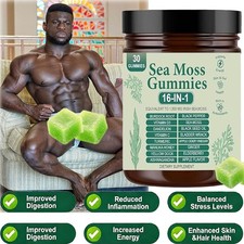 16 in 1 Organic Sea Moss Gummy  Irishmoss Extract 6000Mg  Green Apple Flavor